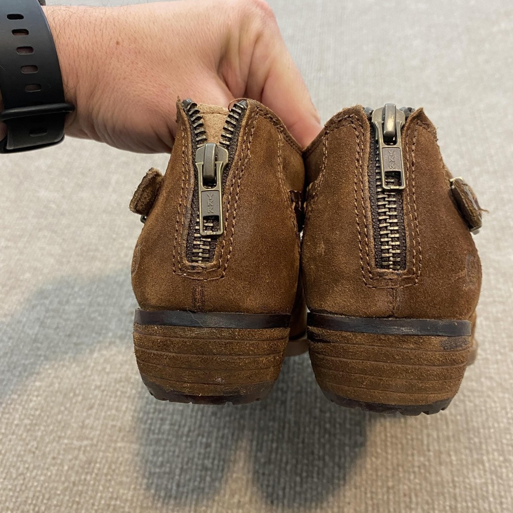 Born Booties Womens Size 6.5 Brown Suede Ankle Zip Buckle Low Heel F13726 - Picture 6 of 11